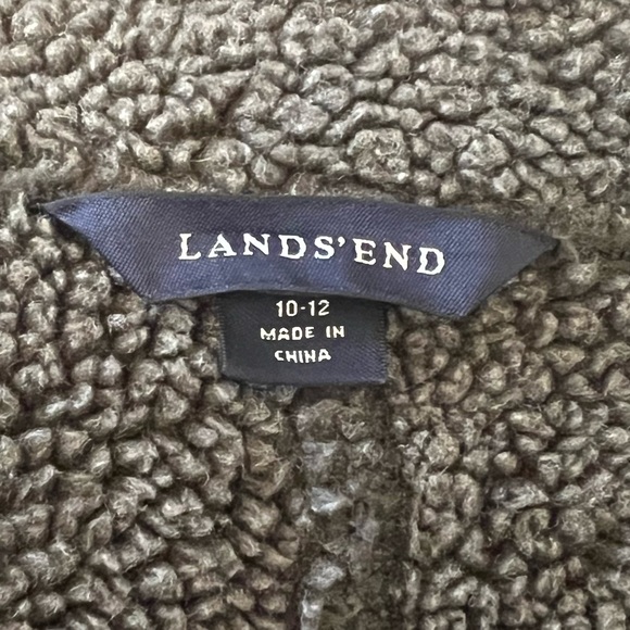 Lands End Womens Coat Jacket Olive Faux Suede Sherpa Lined Size Medium - Picture 5 of 8